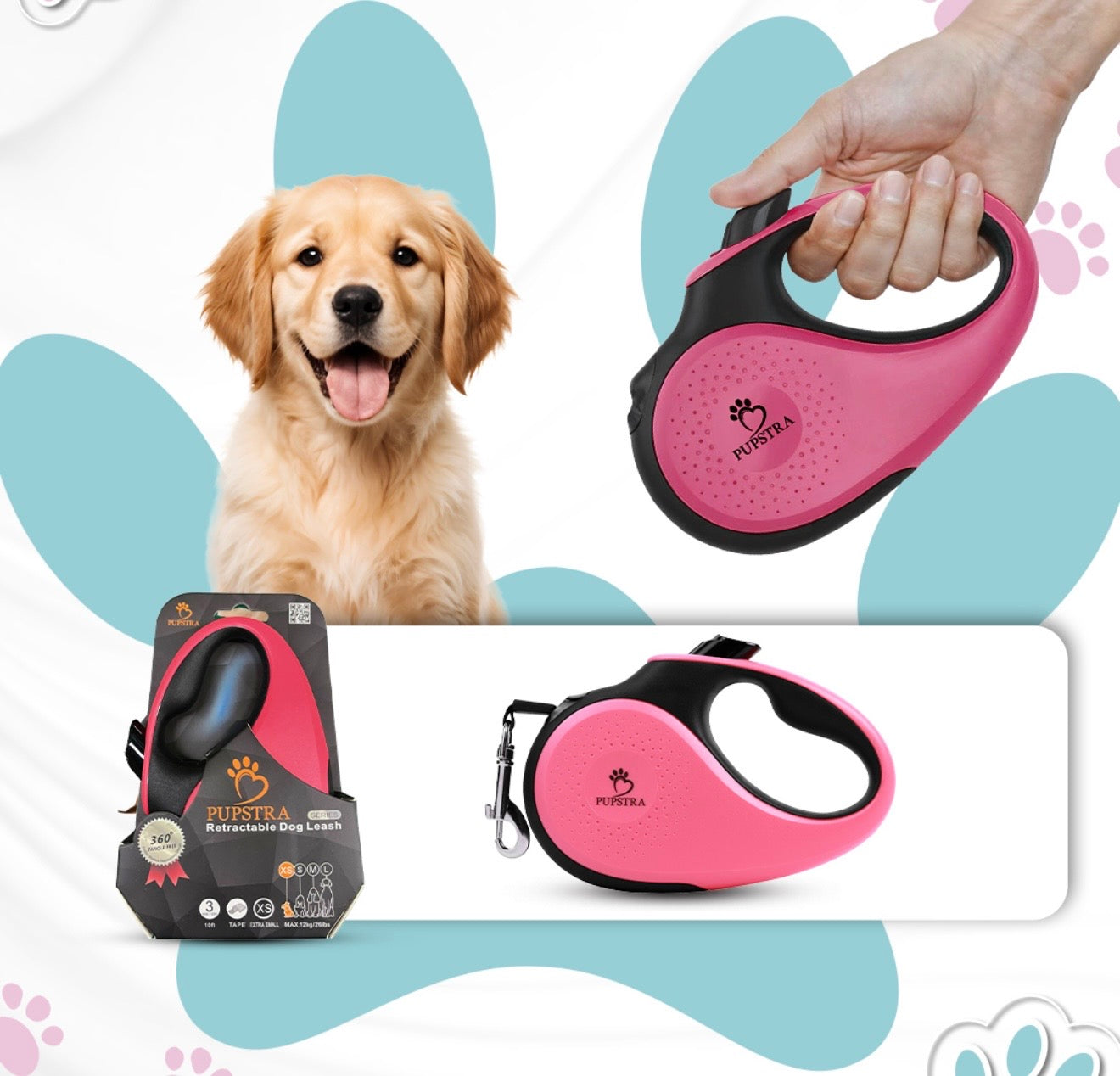 Retractable Leash - Pink